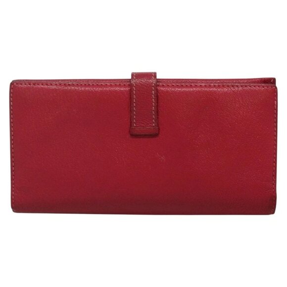 HERMES Wallet Leather Red Silver Auth 142361 - Picture 2 of 16